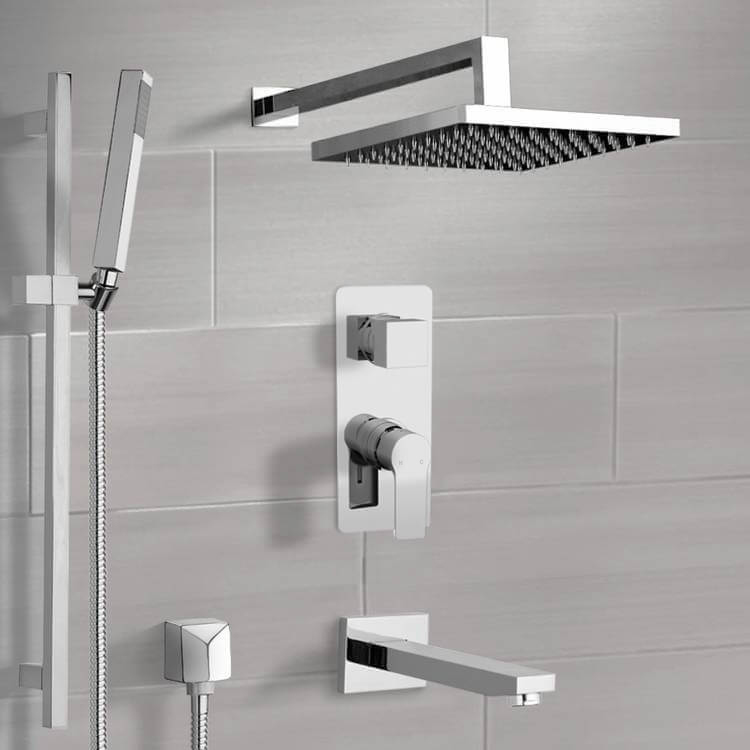Tub and Shower Faucet Tub and Shower Faucet Set with Handheld and Rain Shower Head Remer TSR74